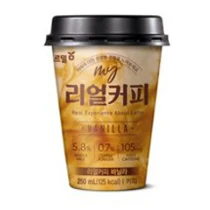 커피음료 썸네일이미지, 브랜드: 푸르밀 제품명: 마이리얼커피 바닐라 용량: 250ml